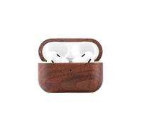 For AirPods 1/2 Wooden Case Retro Solid Wood Cover with Pre-Installed Lanyard Hole Anti-Slip Protective Earphone Case