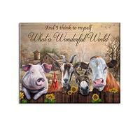 For And I Think to My Self Farm Letrero de hojalata, animal de granja, vaca de granja, letrero de lata de metal vintage, pub, club, cafetería, bar, decoración de pared del hogar, póster retro de 20 x 30 cm