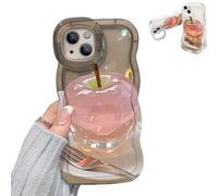 For Apple Pattern Transparent Phone Case for iPhone, Cute 3D Clear Soft Silicone Anti-Fall All-Inclusive Mobile Case, for Iphone16/15/14/13/12/11 Pro MAX (iPhone 16ProMax,Black)
