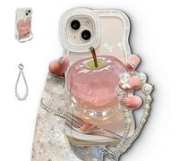 For Apple Pattern Transparent Phone Case for iPhone, Soft Silicone Anti-Fall All-Inclusive Mobile Case, with Mobile Phones Holde, Lanyard for 16/15/14/13/12/11/X (iPhone 12proMax,White)
