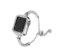 For Apple Watch Series 7 41mm Bracelet Metal Smart Watch Band+Hollow Out Hard PC Watch Case