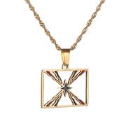 For Ashur Stainless Steel Map Pendant Necklaces Map Jewelry Gold Color Items for Bridal Women Man Party Gifts Earrings Sets Round Ball Jewelry (Model 1(hollowing out))