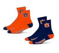 For Bare Feet NCAA Auburn Tigers Quarter Sock Two Pack Team Colors Large