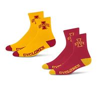 For Bare Feet NCAA Iowa State Cyclones Quarter Sock Two Pack Team Colors Large
