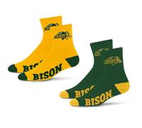 For Bare Feet NCAA North Dakota State Bison Quarter Sock Two Pack Team Colors Large