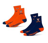 For Bare Feet NCAA Virginia Cavaliers Quarter Sock Two Pack Team Colors Large