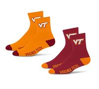 For Bare Feet NCAA Virginia Tech Hokies Quarter Sock Two Pack Team Colors Large
