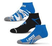 For Bare Feet NFL Detroit Lions CAMO Boom - Paquete de 3 calcetines tobilleros del equipo, colores grandes