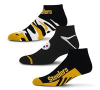 For Bare Feet NFL Pittsburgh Steelers CAMO Boom - Paquete de 3 calcetines tobilleros del equipo, colores grandes