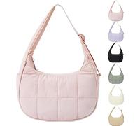 for Bloomr Purse, Soft/Light/Fluffy, Hand/Crossbody - puffer crescent bag, Adjustable Shoulder Strap (Pink)