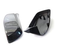 For BMW 5 Series E60 E61 Fiber Mirror Cover, Rearview Mirror Housing Cap Replacement for 525i 528i 530i 530d, Bright Black Side Mirror Cover(Carbon Fiber Horns)