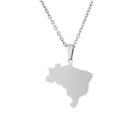 For Brazil Stainless Steel Map Pendant Necklaces Map Jewelry Gold Color Items for Bridal Women Man Party Gifts Earrings Sets Round Ball Jewelry (Model 4)