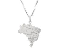 For Brazil Stainless Steel Map Pendant Necklaces Map Jewelry Gold Color Items for Bridal Women Man Party Gifts Earrings Sets Round Ball Jewelry (Model 6)