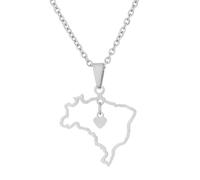 For Brazil Stainless Steel Map Pendant Necklaces Map Jewelry Gold Color Items for Bridal Women Man Party Gifts Earrings Sets Round Ball Jewelry (Model 10)