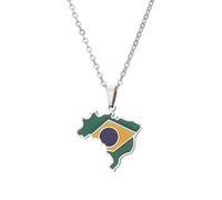 For Brazil Stainless Steel Map Pendant Necklaces Map Jewelry Gold Color Items for Bridal Women Man Party Gifts Earrings Sets Round Ball Jewelry (Model 2)