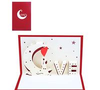 For Cards Moon Love - Tarjeta de felicitación para el día de San Valentín, aniversario, cumpleaños, postal, invitaciones de boda, felicitaciones con sobre, con sobres