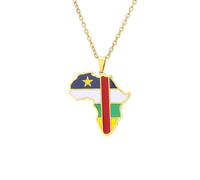 For Central Africa Stainless Steel African Map Pendant Necklaces Map Jewelry Gold Color Items for Bridal Women Man Party Gifts Earrings Sets Round Ball Jewelry