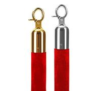 for Crowd Control Barriers at The Exit and Entrance,A Set of Two Velvet Ropes, Hanging Stanchion Rope,3ft/4ft/5ft(Red,4ft(121.9cm))