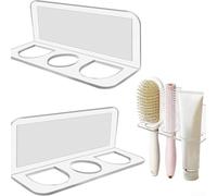for CRYSTAL Soporte para cepillo de pelo acrílico transparente, solución de almacenamiento de baño montado en la pared para herramientas para el cabello, diseño minimalista con fuerte, blanco, paquete