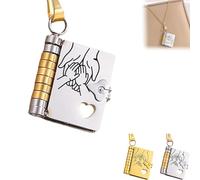 For Daughter - My Incredible Daughter Book Necklace, Adjustable Openable Multi Layer Inspirational Necklaces, Openable Pendant Adjustable with 6 Pages of Engraved Information for Women (Silver)