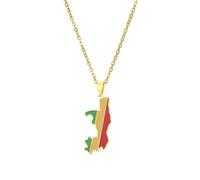 For Democratic Republic of The Congo Stainless Steel Map Pendant Necklaces Map Jewelry Gold Color Items for Bridal Women Man Party Gifts Earrings Sets Round Ball Jewelry (Model 3)