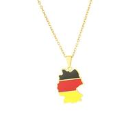 For Deutschland Map Flag Pendant Necklace,For Germany Map Ethnic Flag Symbol Necklace for Men Women,Stainless Steel Clavicle Chain,Patriotic Charm Jewelry,Adjustable Chain Accessories Gift (A)