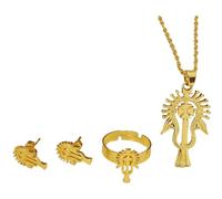 For Dubai Stainless Steel Map Pendant Necklace Earrings Ring Set Fashionable Versatile Suitable For Men Women Brides Grooms Suitable For Wedding Parties Various Festivals