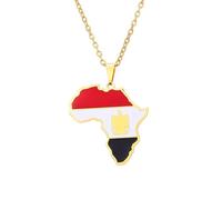 For Egypt Stainless Steel African Map Pendant Necklaces Map Jewelry Gold Color Items for Bridal Women Man Party Gifts Earrings Sets Round Ball Jewelry