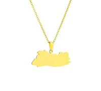 For El Salvador Stainless Steel Map Pendant Necklaces Map Jewelry Gold Color Items for Bridal Women Man Party Gifts Earrings Sets Round Ball Jewelry (Model 1)