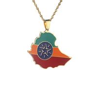 For Ethiopia Stainless Steel Map Pendant Necklaces Map Jewelry Gold Color Items for Bridal Women Man Party Gifts Earrings Sets Round Ball Jewelry (Model 5)