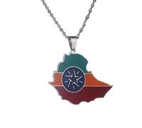 For Ethiopia Stainless Steel Map Pendant Necklaces Map Jewelry Gold Color Items for Bridal Women Man Party Gifts Earrings Sets Round Ball Jewelry (Model 6)