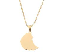 For Ethiopia Stainless Steel Map Pendant Necklaces Map Jewelry Gold Color Items for Bridal Women Man Party Gifts Earrings Sets Round Ball Jewelry (Model 2)