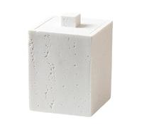 For Families - Organizadores de resina, dispensador de hisopos de algodón y palillos de dientes, aspecto de piedra, fácil limpieza, resistente, caja de palillos de dientes con textura de piedra