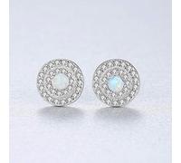 For Fire Opal Round Shape Charming Women Post Earring Engagement Jewelry