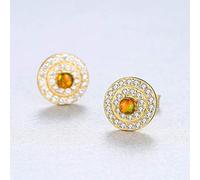 For Fire Opal Round Shape Charming Women Post Earring Engagement Jewelry