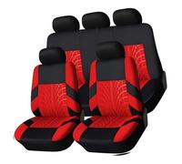 For Ford for Fiesta for Seat for Covers 2000-2024 Full Surround Design Nonslip Fabric Compatible Breathable Anti-Wear for Fiesta for Zetec for S for Mountune for ST Models(C/Red-red)
