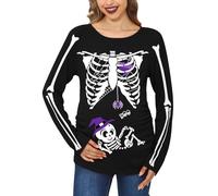 For G and PL Disfraz divertido de maternidad de manga larga para mujer, tallas S-XXL, Morado | Skull Baby, XXL