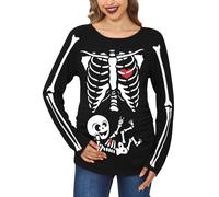 For G and PL Disfraz divertido de maternidad de manga larga para mujer, tallas S-XXL, Skeleton Baby, S