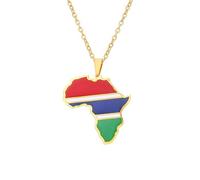 For Gambia Stainless Steel African Map Pendant Necklaces Map Jewelry Gold Color Items for Bridal Women Man Party Gifts Earrings Sets Round Ball Jewelry