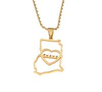 For Ghana Stainless Steel Map Pendant Necklaces Map Jewelry Gold Color Items for Bridal Women Man Party Gifts Earrings Sets Round Ball Jewelry (Model 5)