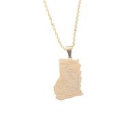 For Ghana Stainless Steel Map Pendant Necklaces Map Jewelry Gold Color Items for Bridal Women Man Party Gifts Earrings Sets Round Ball Jewelry (Model 3)