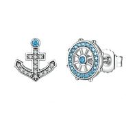 for Girl Popular Blue Crystals Stud Earrings Women Fashion Jewelry Boat Element