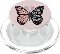 For God All Things Are Possible Mateo 19:26 Mariposa PopSockets PopGrip para MagSafe