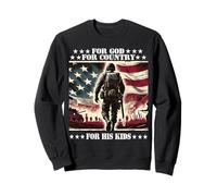 For God Country His Kids Fe Libertad Familia Militar Papá Sudadera