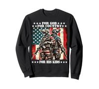 For God Country His Kids Fe Libertad Familia Militar Papá Sudadera