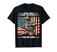 For God Country His Kids Fe Libertad Militar Padre Papá Camiseta