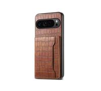 (For Google Pixel 10 Pro / 10, Brown) Crocodile Texture Card Bag Design Full Coverage Phone Case
