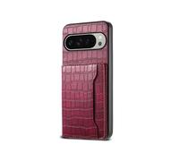(For Google Pixel 10 Pro XL, Red) Crocodile Texture Card Bag Design Full Coverage Phone Case