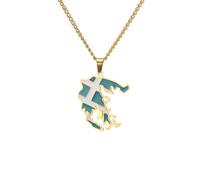For Greece Map Stainless Steel Pendant Necklaces Jewelry Items Bridal Women Man Gifts Party Earrings Sets Jewelry(Gold for Greece)