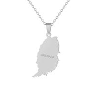 For Grenada Island Stainless Steel Map Pendant Necklaces Map Jewelry Gold Color Items for Bridal Women Man Party Gifts Earrings Sets Round Ball Jewelry (Model 4)